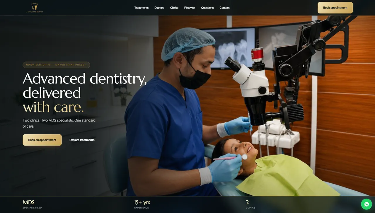 A&M Dental Station website after the Nifrox rebuild