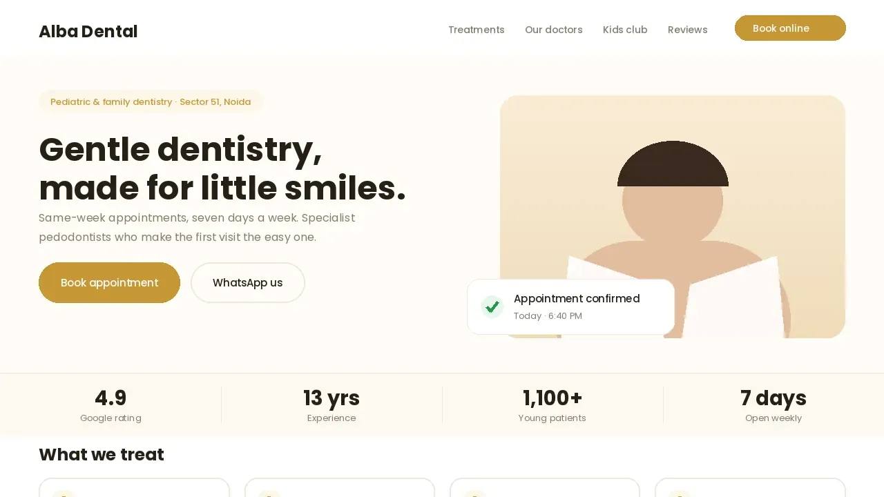 Alba Dental Clinic homepage designed by Nifrox